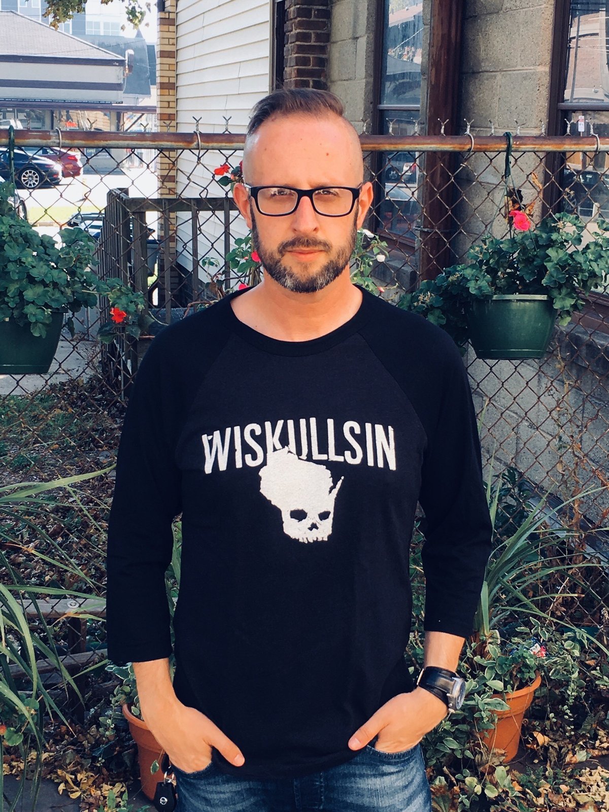 Unisex Black 3/4 Sleeve (White Ink or Black Ink) | Wiskullsin